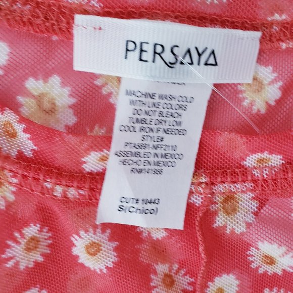 PERSAYA Red Floral Mesh Top - Picture 9 of 9